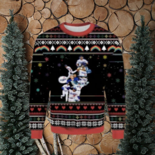 Dodgers Stacked Players Collage Black Ugly Christmas Sweater