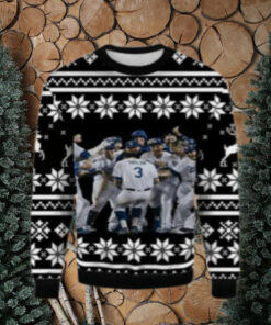 Dodgers Team Celebration Black Snowflake Ugly Sweater