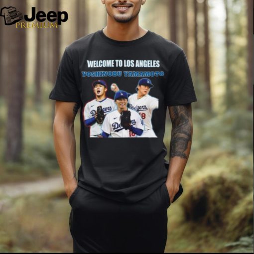 Dodgers Welcome To Los Angeles Yoshinobu Yamamoto 3.4 Sleeve Raglan shirt