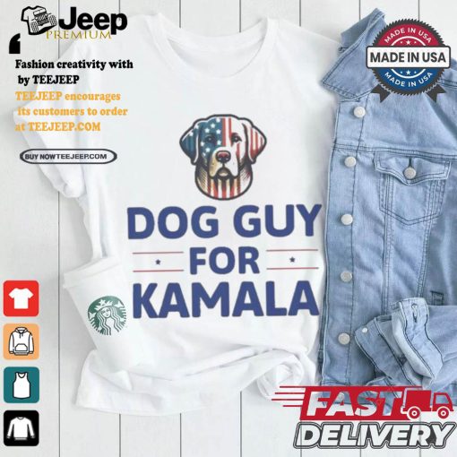 Dog Guy For Kamala Harris 2024 Vote Blue Kamala For President Patriotic Us Flag Dog T shirt