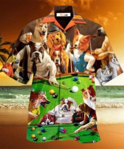 Dogs Billiard Playing Pool Hawaiian Shirt
