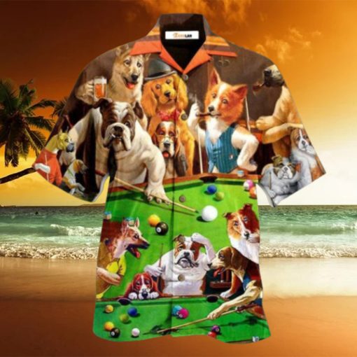 Dogs Billiard Playing Pool Hawaiian Shirt