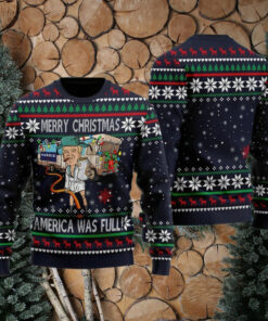 Donald Trump Ugly Xmas Sweater, Merry Christmas America Was Full Sweatshirt