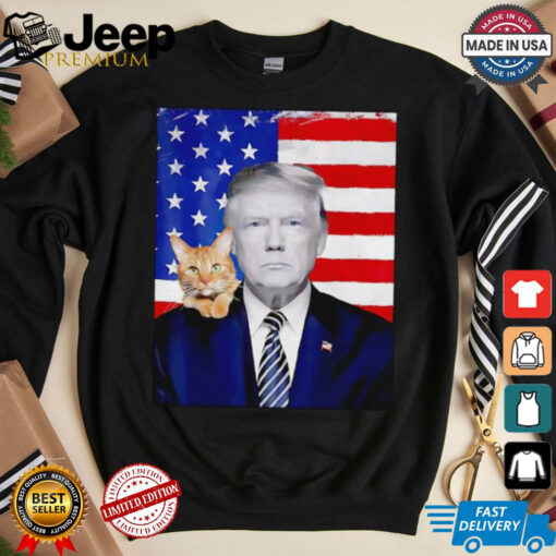 Donald Trump and Cat Political USA flag election 2024 shirt