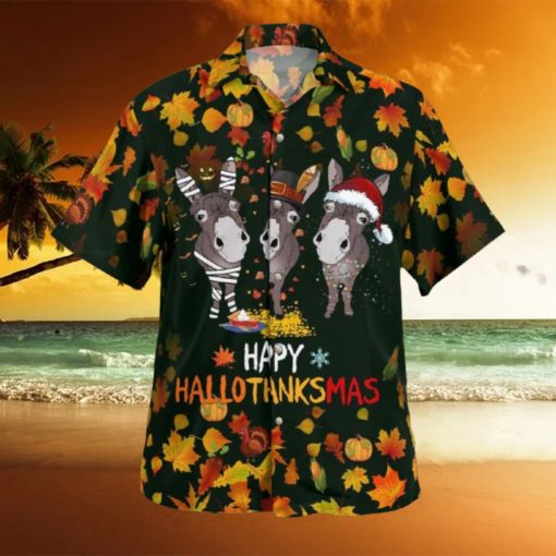 Donkey Thanksgiving Happy HalloThanksMas Hawaiian Shirt