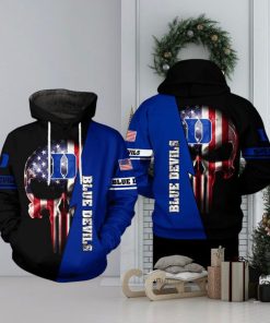 Duke Blue Devils NCAA US Flag Skull 3D Printed Hoodie