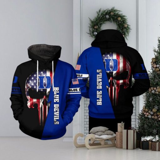 Duke Blue Devils NCAA US Flag Skull 3D Printed Hoodie