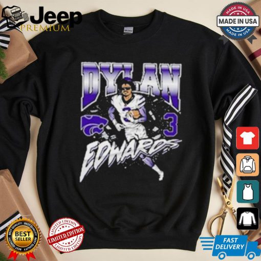 Dylan Edwards K state Wildcats Purple Football Caricature Short Sleeve Fashion Player T shirt