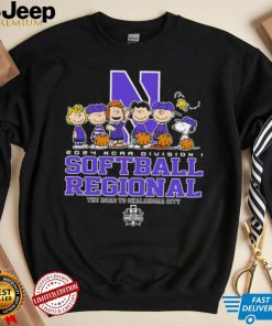 Peanuts characters 2024 NCAA division I softball regional Northwestern Wildcats logo shirt