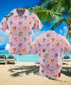 Eevelutions Pattern Pokemon Pattern Button Up Hawaiian Shirt