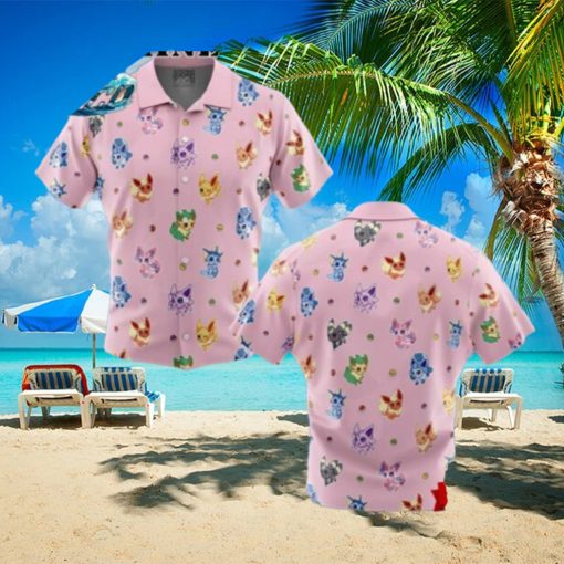 Eevelutions Pattern Pokemon Pattern Button Up Hawaiian Shirt