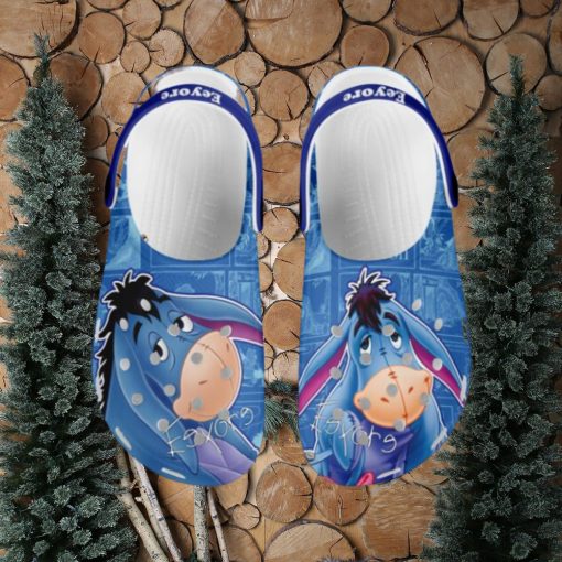 Eeyore Shy Donkey Blue Pattern Disney Graphic Cartoon Crocs Shoes