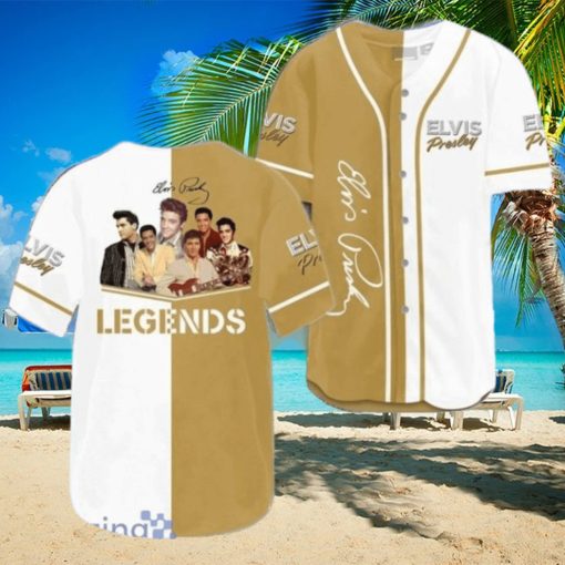Elvis Presley Legends Brown Yellow White Jersey Baseball Shirt Style Gift Shirt