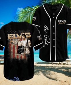 Elvis Presley US Flag Black Jersey Baseball Shirt Style Gift Shirt