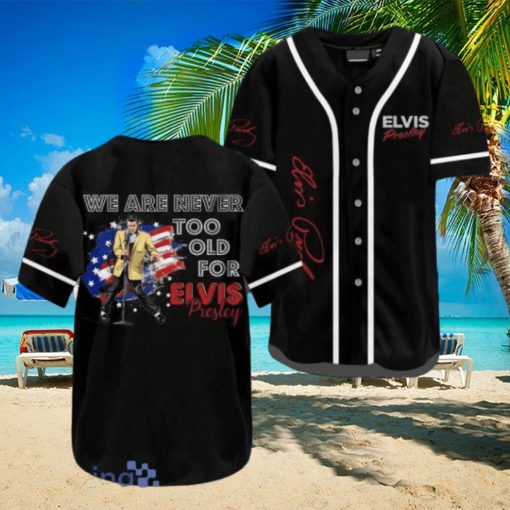 Elvis Presley With America Flag Black Jersey Baseball Shirt Style Gift Shirt