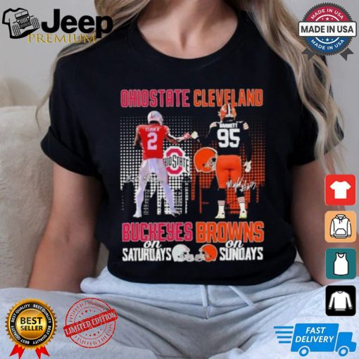 Emeka Egbuka Ohio State Buckeyes On Saturdays And Myles Garrett Cleveland Browns On Sundays Shirt