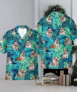 England Bulldog Tropical Leaves Pattern 3D Hawaiian Shirt Holiday Gift