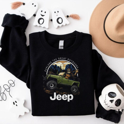 Explore The Great Outdoors Sasquatch Jeep Shirt