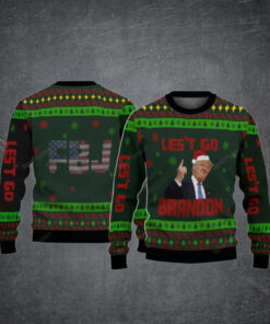 FJB Flag Let’s Go Brandon Trump Christmas Sweater – Unisex Funny Winter Holiday Ugly Christmas Sweater