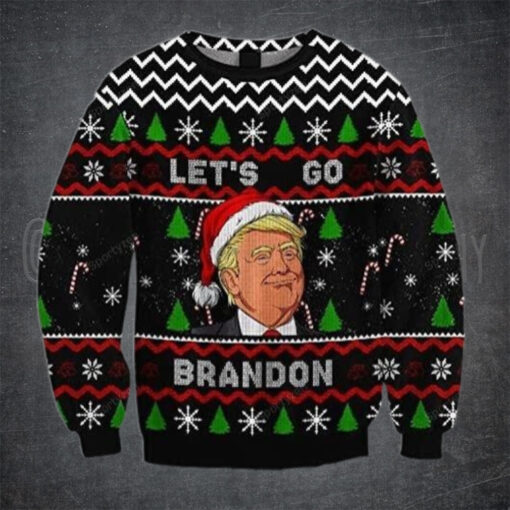 FJB Let’s Go Brandon Santa Trump Christmas Sweater – Unisex Funny Winter Holiday Ugly Christmas Sweater