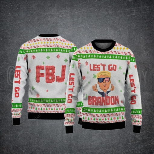 FJB Let’s Go Brandon Trump Holiday Christmas Sweater – Unisex Funny Winter Holiday Ugly Christmas Sweater