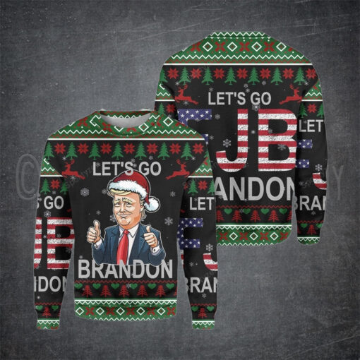 FJB Trump Funny Let’s Go Brandon Christmas Sweater HD – Unisex Funny Winter Holiday Ugly Christmas Sweater