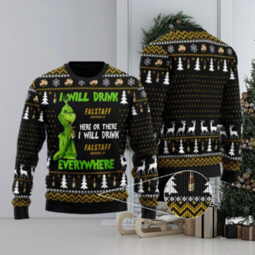 Falstaff Grinch Will Drink Everywhere Ugly Sweater