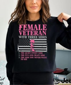 Female Veteran with Three Sides Women Veteran Mother Grandma T Shirt