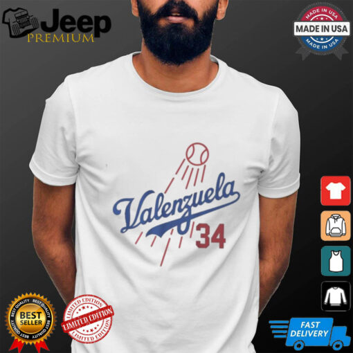 Fernando Valenzuela 34 Dodgers Jersey T Shirt