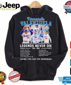 Fernando Valenzuela Legends Never Die 1960 2024 Thank You For The Memories Signature Shirt