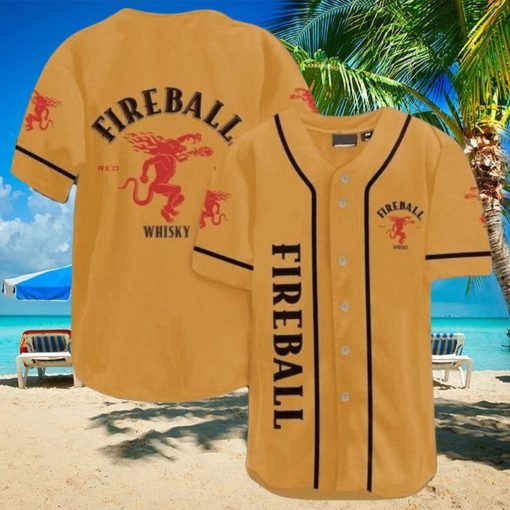 Fireball Cinnamon Whiskey Yellow Bold Baseball Jersey