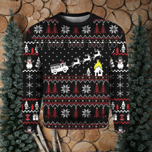 Firefighter Fire Ugly Christmas Sweater