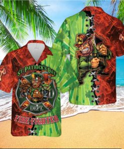 Firefighter Saint Patrick's Day Leprechaun Hawaiian Shirt