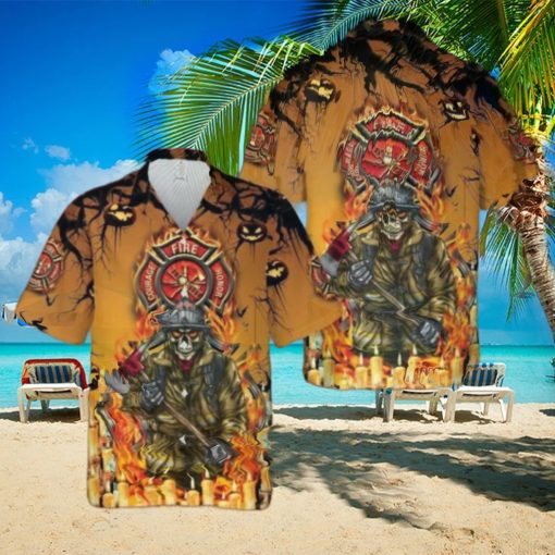 Firefighter Skull Halloween Hawaiian Shirt