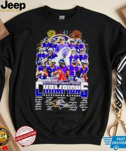 Fireworks 2023 AFC Championship Game Champions Baltimore Ravens signatures shirt