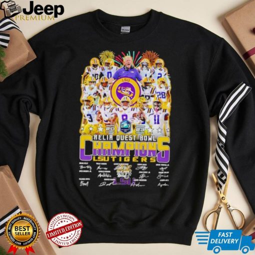 Fireworks 2023 Reliaquest Bowl Champions LSU Tigers signatures shirt