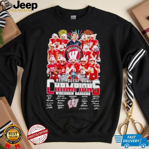 Fireworks 2023 Reliaquest Bowl Champions Wisconsin Badgers signatures shirt