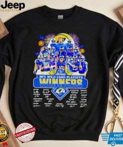 Fireworks Los Angeles Rams 23 24 NFC Wild Card Playoffs winners signatures shirt