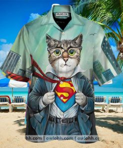 First Superman Cat In The City Hawaiian Shirt