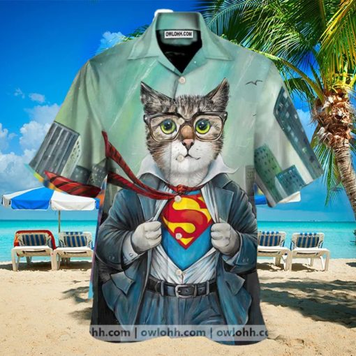 First Superman Cat In The City Hawaiian Shirt