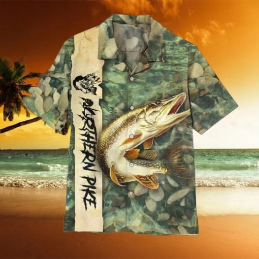 Fishing Aloha Shirt Fishing Shirt For Men Northern Pike Fishing Hawaiian Shirt