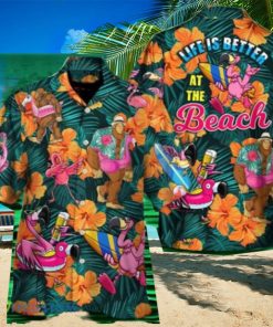 Flamingo Bigfoot Life Is Better At The Beach Tropical Style Hawaiian Shirt Style Gift