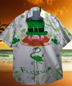 Flamingo Lucky LePrechaun St. Patrick day Hawaiian Shirt Hibiscus