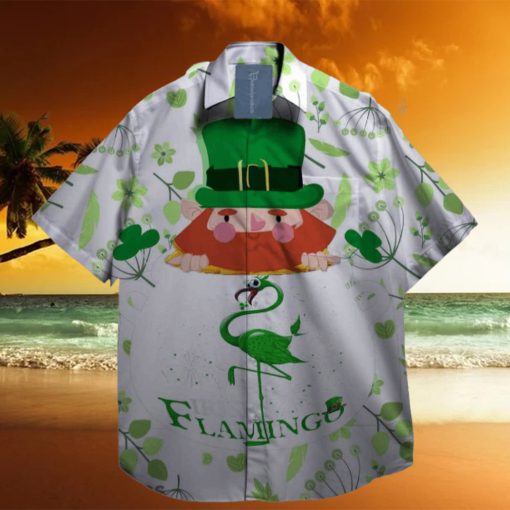 Flamingo Lucky LePrechaun St. Patrick day Hawaiian Shirt Hibiscus