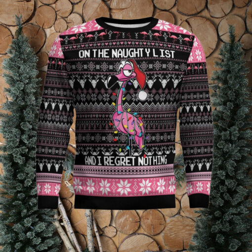 Flamingo Naughty List Ugly Christmas Sweater