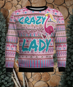 Flamingo Pink Flamingo Lady Ugly Christmas Sweater