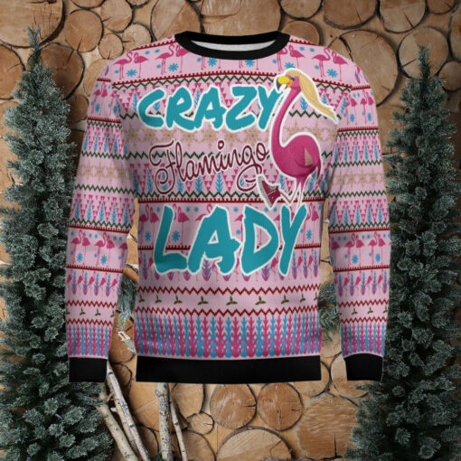 Flamingo Pink Flamingo Lady Ugly Christmas Sweater