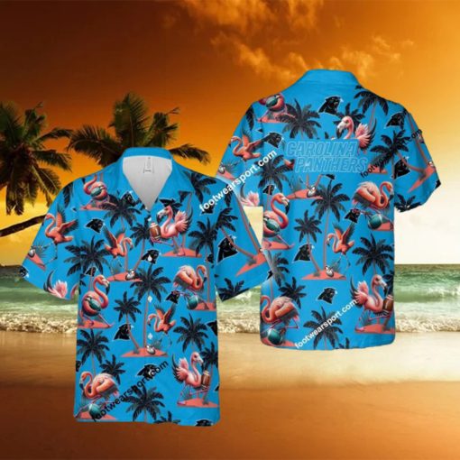 Flamingo Play With Carolina Panthers AOP Hawaiian Shirt Gift For Fans