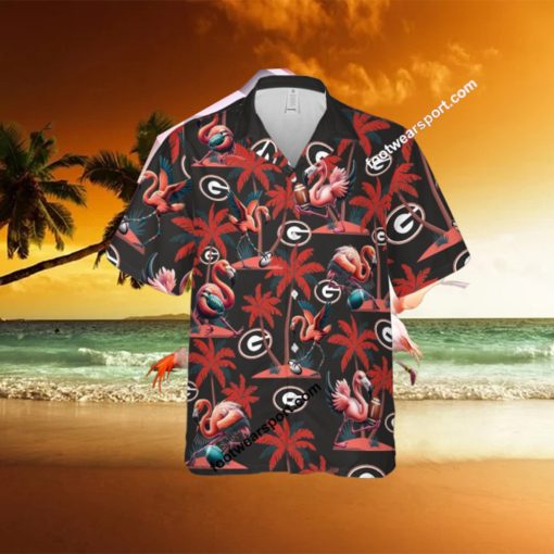 Flamingo Play With Georgia Bulldogs Hawaiian Shirt All Over Print Gift Summer