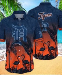 Flamingo Sunset Detroit Tigers Tropical Hawaiian Shirt